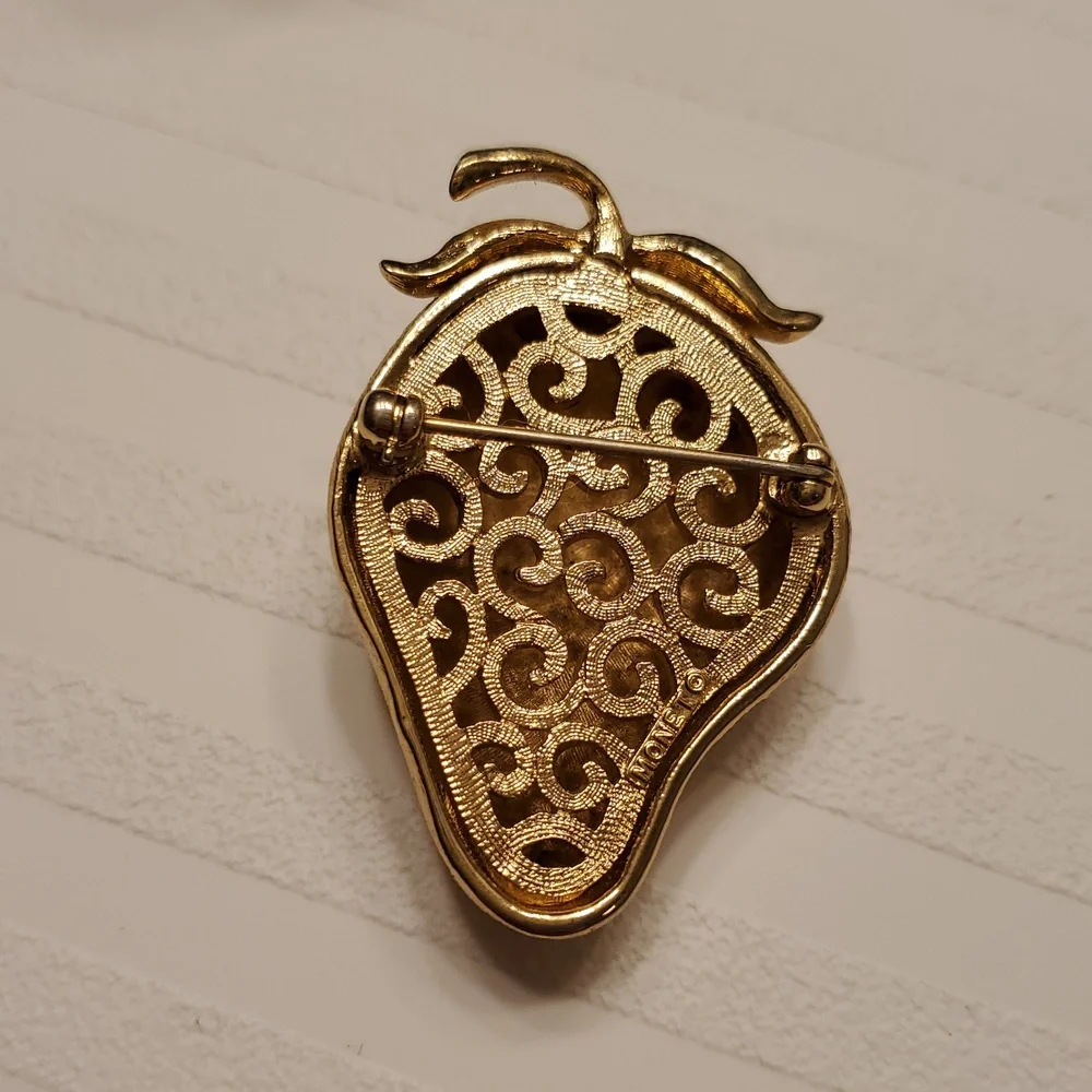 Vintage Monet signed stamped STRAWBERRY BROOCH PIN